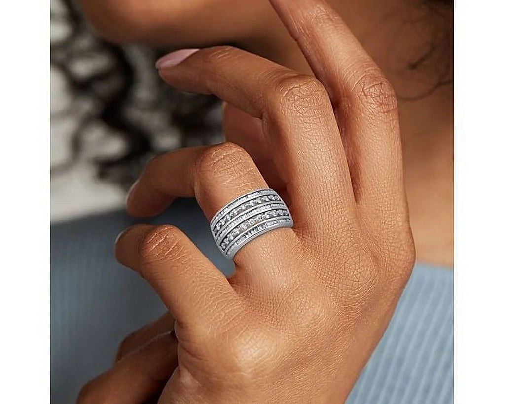 14K White Gold Diamond Eternity Band Size 10.5 H950