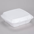White Foam Square Vented Take Out Container with Perforated Hinged Lid T5864