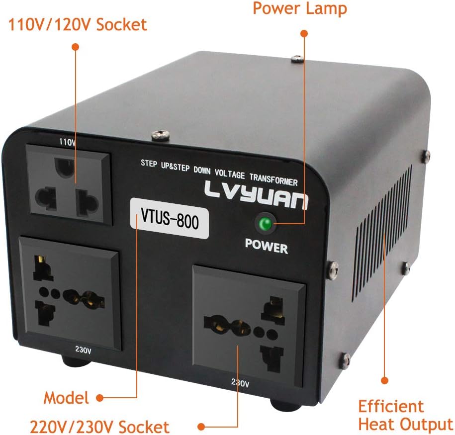 Voltage Transformer Converter 1000 Watt Step Up/Down with 2 US Outlets, 2 Universal Outlets F9759