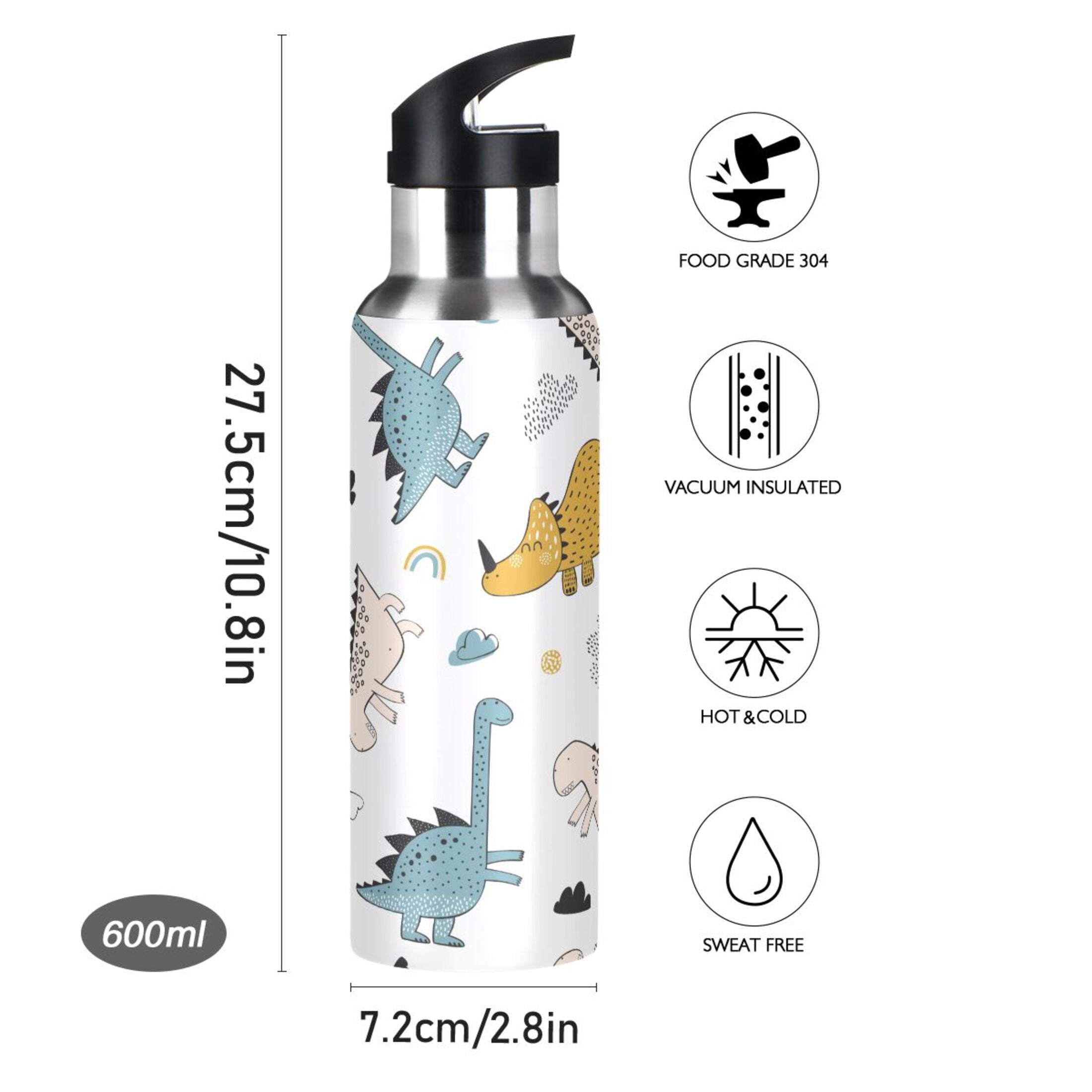 Stainless Steel Insulated Water Bottle with Straw Lid L690455
