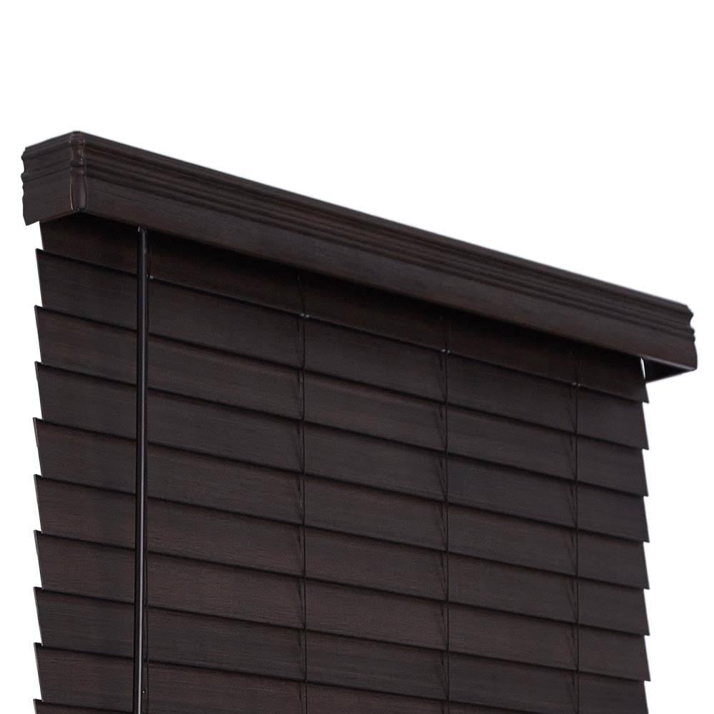 Cordless Walnut Faux Wood Room Darkening Horizontal Blinds M41228
