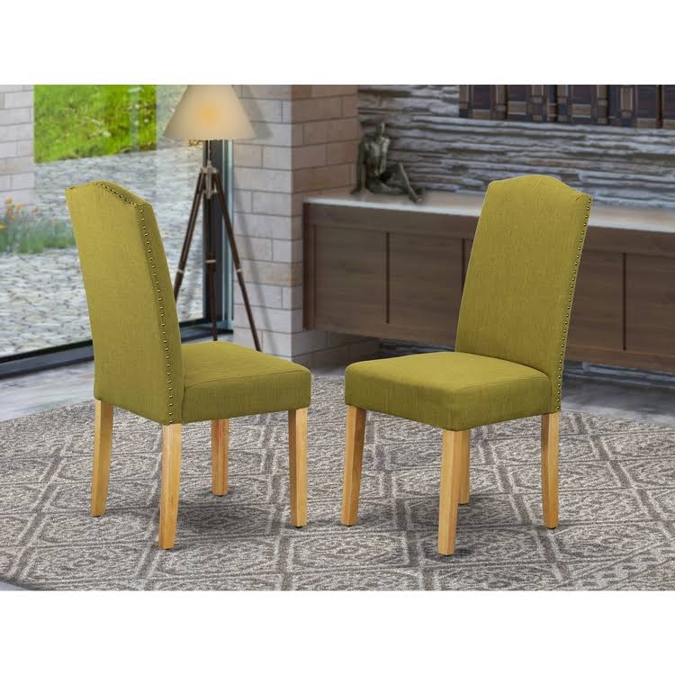 Linen Fabric Chair Set of 2 with Oak Leg S74046