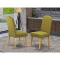Linen Fabric Chair Set of 2 with Oak Leg S74046