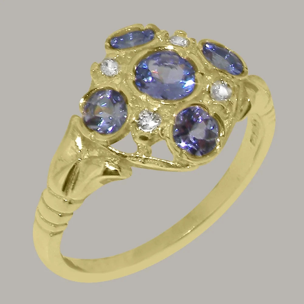9k Yellow Gold Tanzanite Diamond Statement Ring O2528