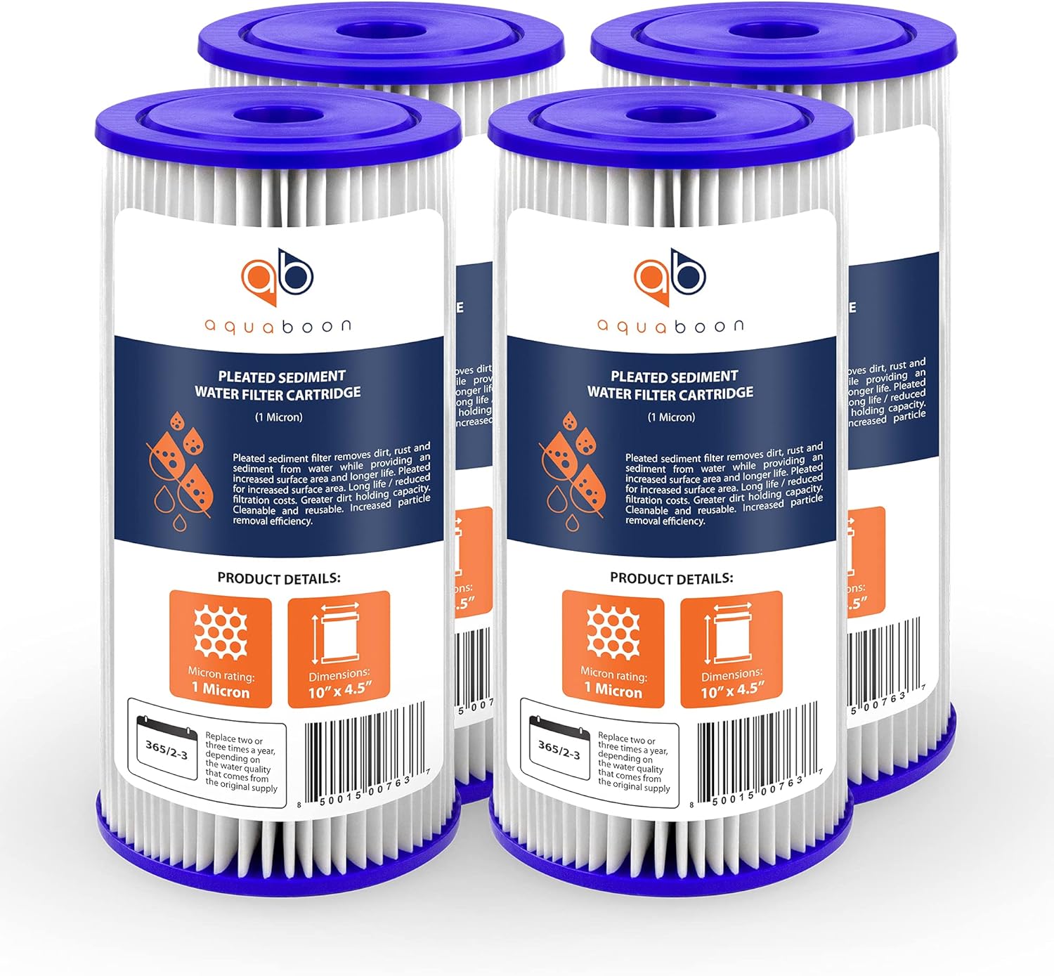 1 Micron 10 Pleated Sediment Water Filter Replacement Cartridge, 4-Pack Q998666