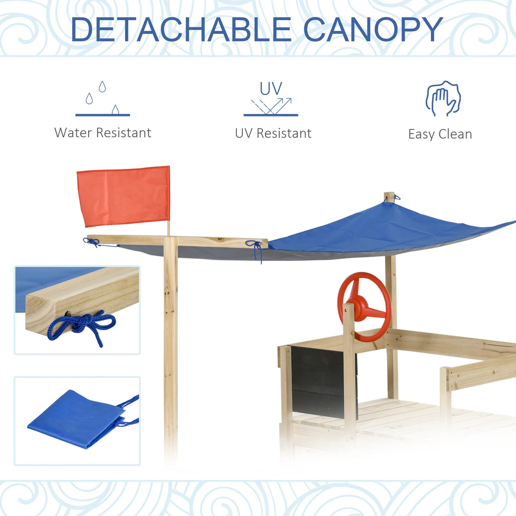 Natural Wood Kids Sandbox with Canopy Shade U496600