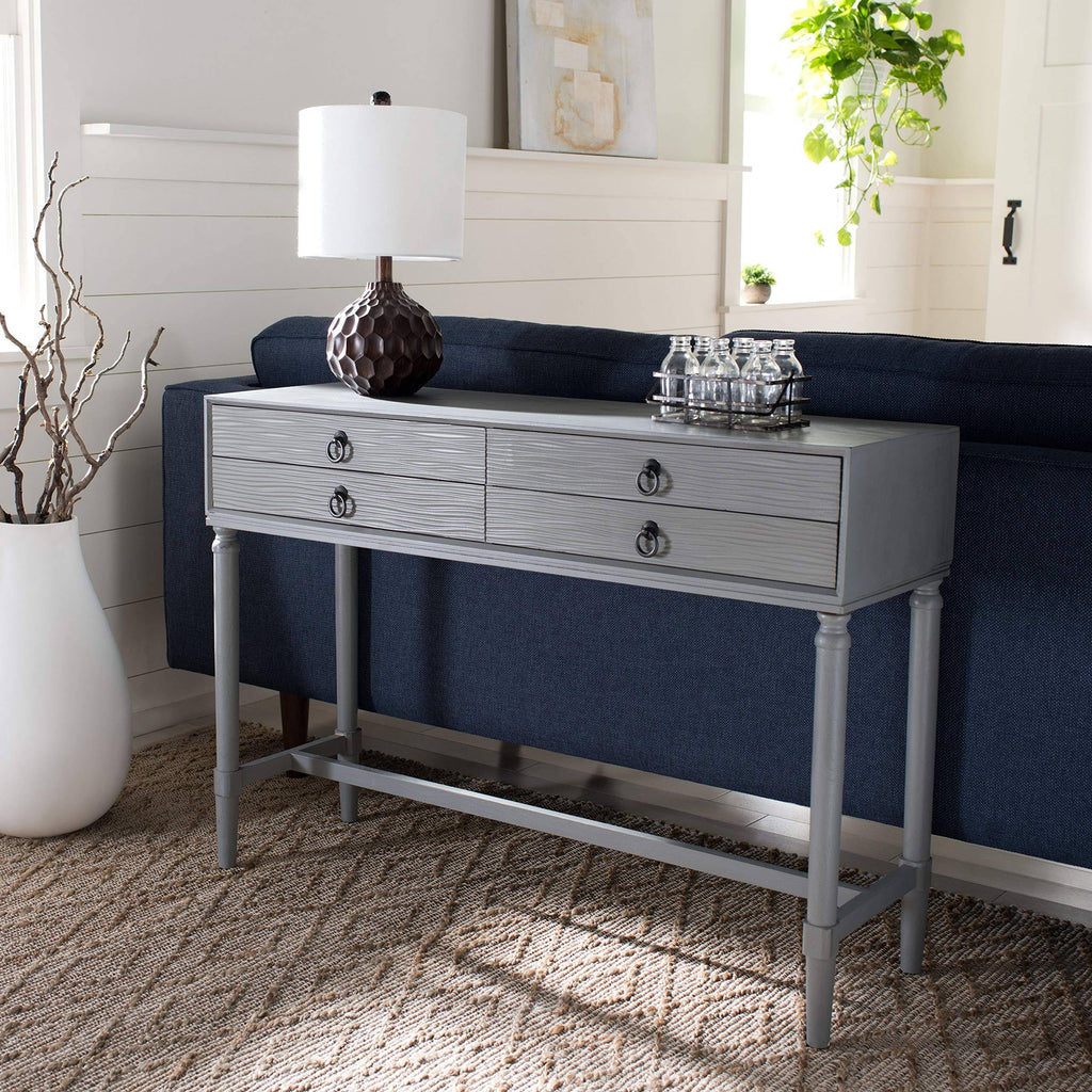 4 Drawer Console Table Distressed Grey Y203099