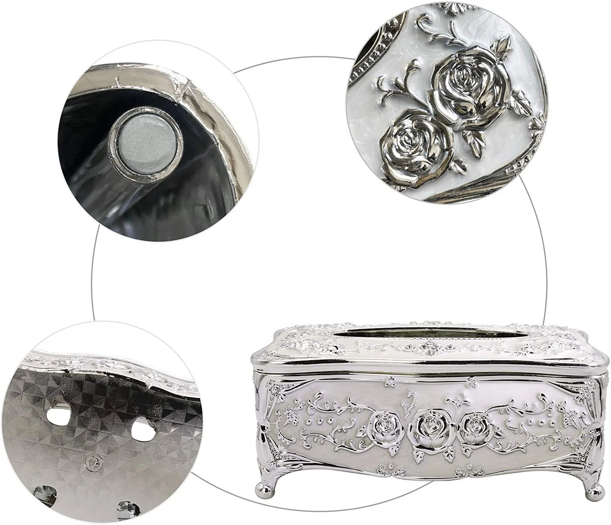 Silver Plastic Tissue Box Holder Cover N2048