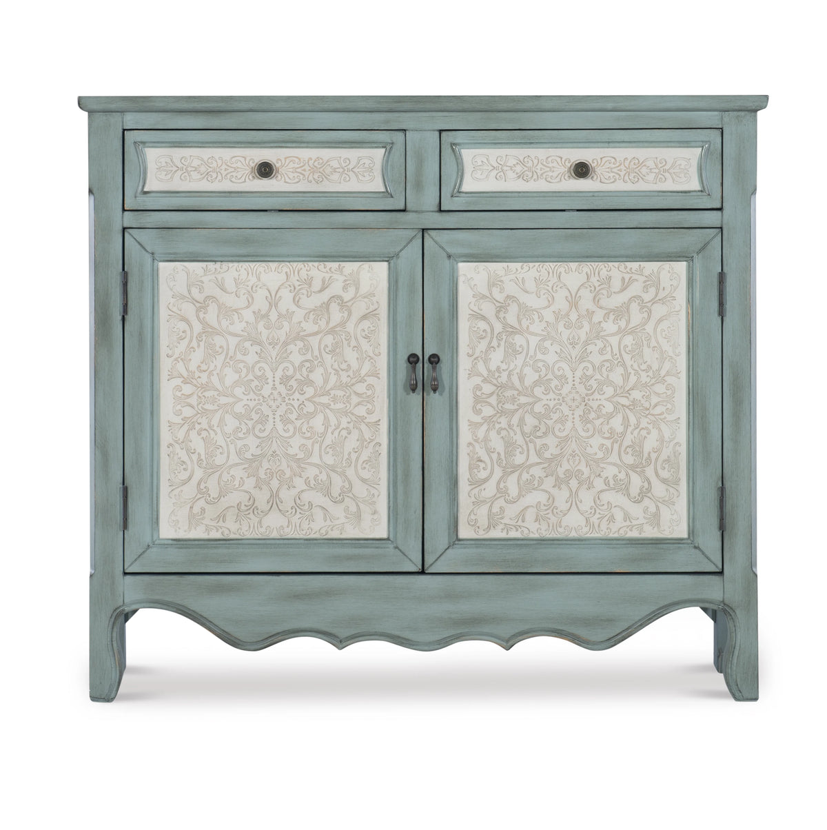 Blue 2-Door 2-Drawer Console Table with Shelves C482