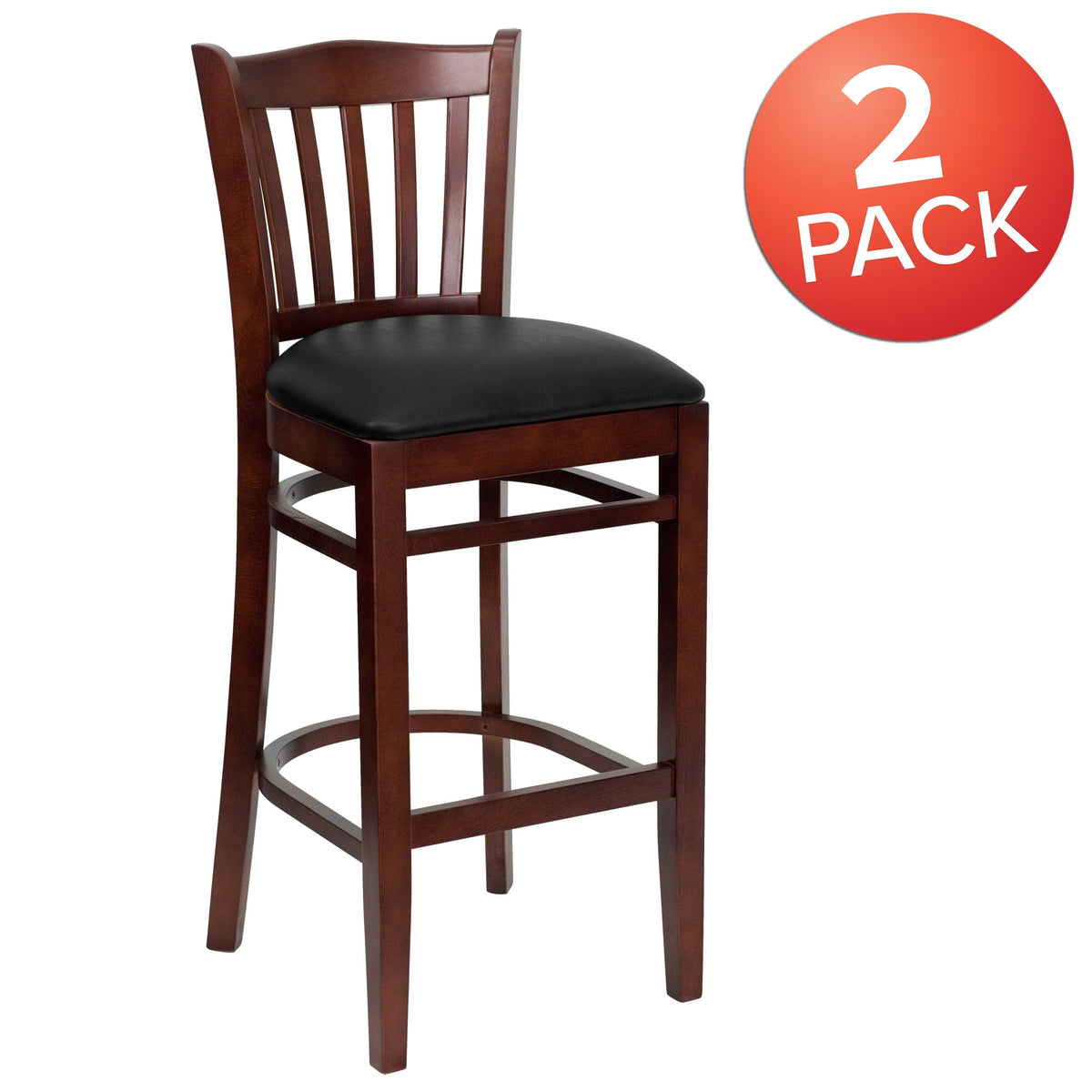 Mahogany Wood Vertical Slat Back Barstool B8756