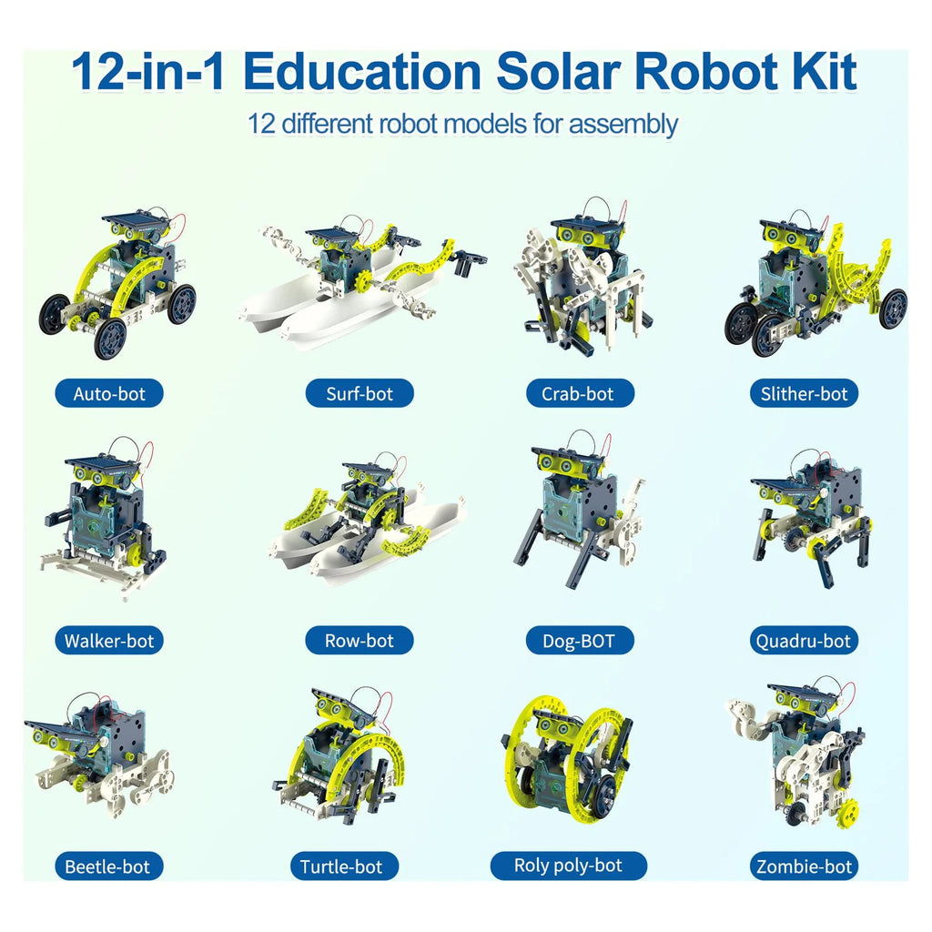 12-in-1 STEM Solar Robot Toys Educational Building Science Experiment Kit W319692