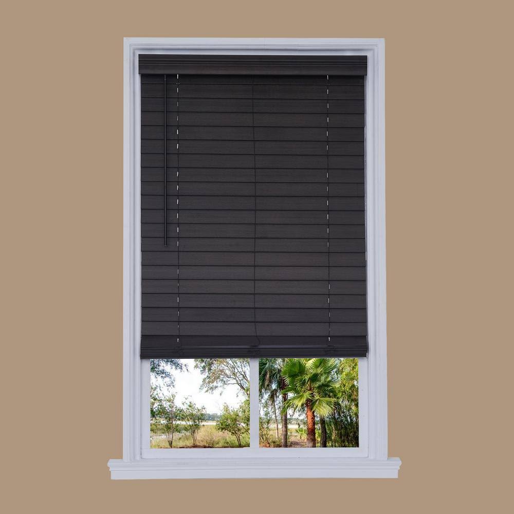 Cordless Walnut Faux Wood Room Darkening Horizontal Blinds M41228
