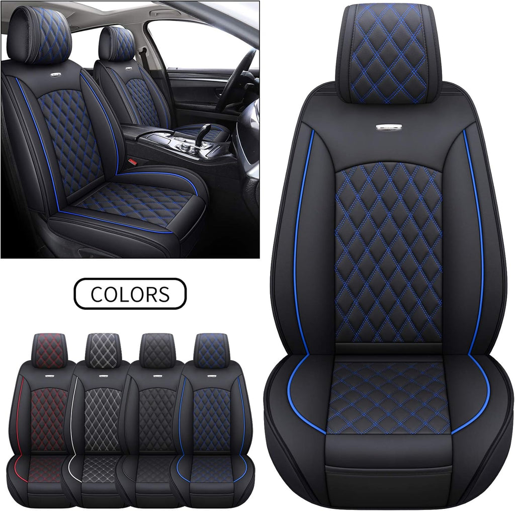 Black-White Waterproof Leather Car Front Seat Covers (2 PCS Front) S892323