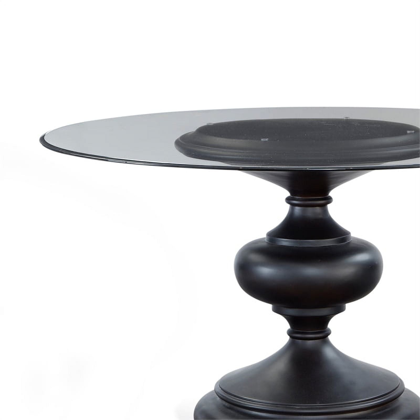 Black Wood Round Glass Top Dining Table L55385