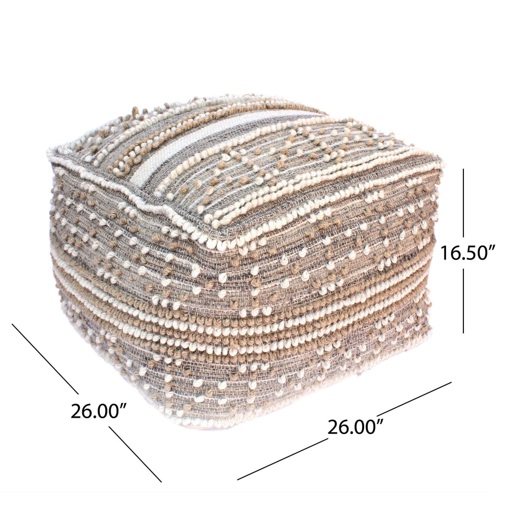 Wool and Cotton Pouf Ottoman X8807