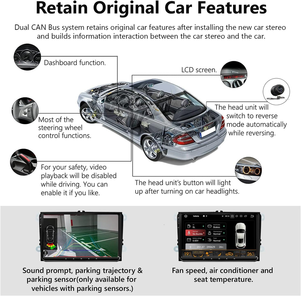 9 Inch Double Din Car Stereo Receiver with CarPlay and Android Auto R960939