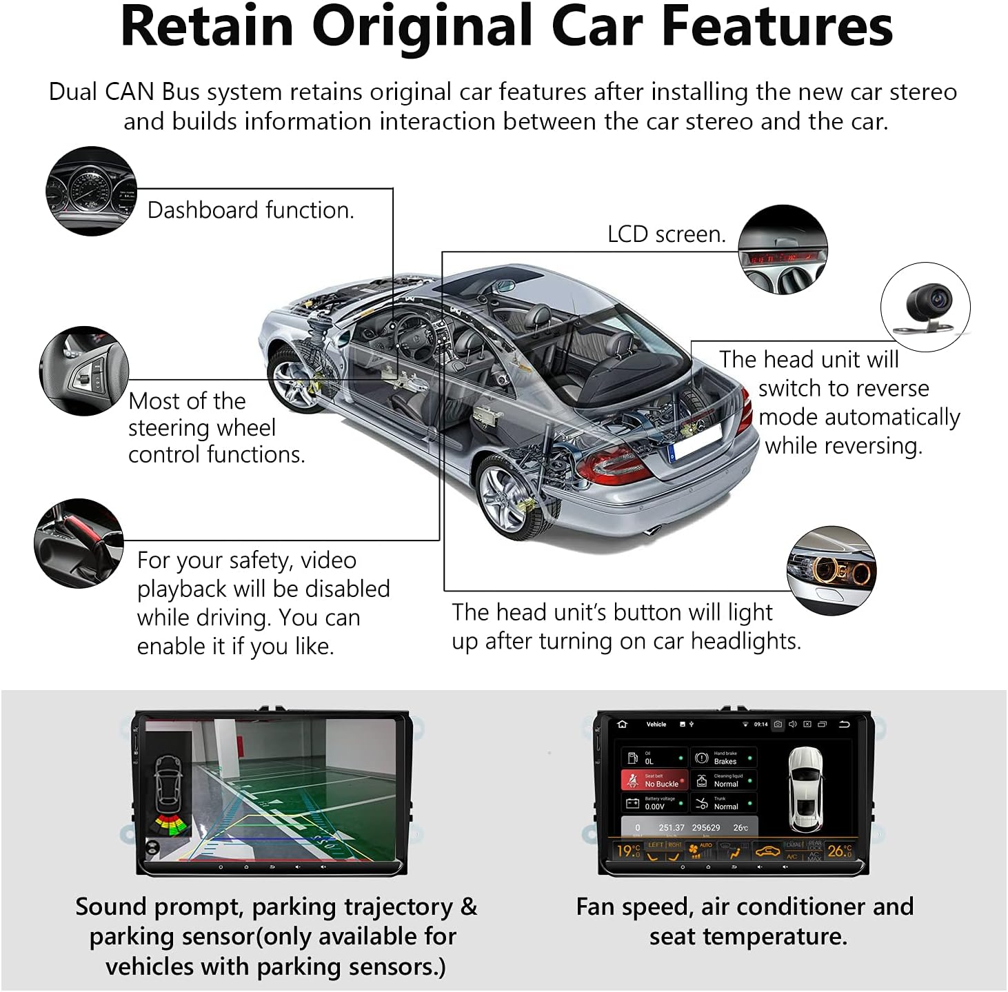 9 Inch Double Din Car Stereo Receiver with CarPlay and Android Auto R960939