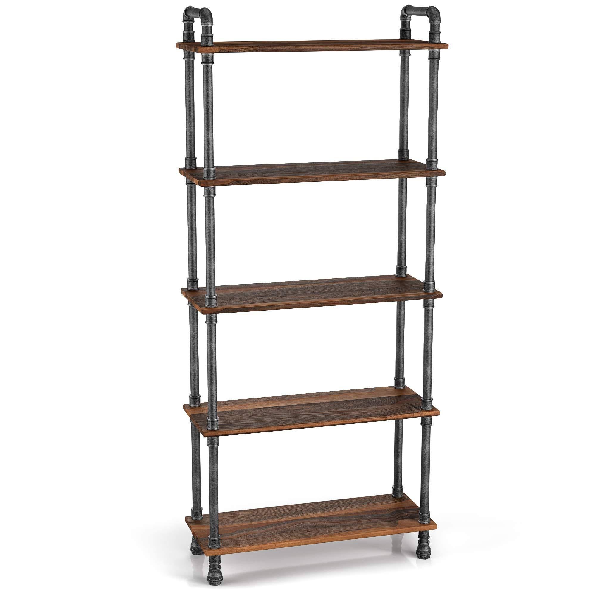 5-Tier Solid Pine Wood Bookcase L120