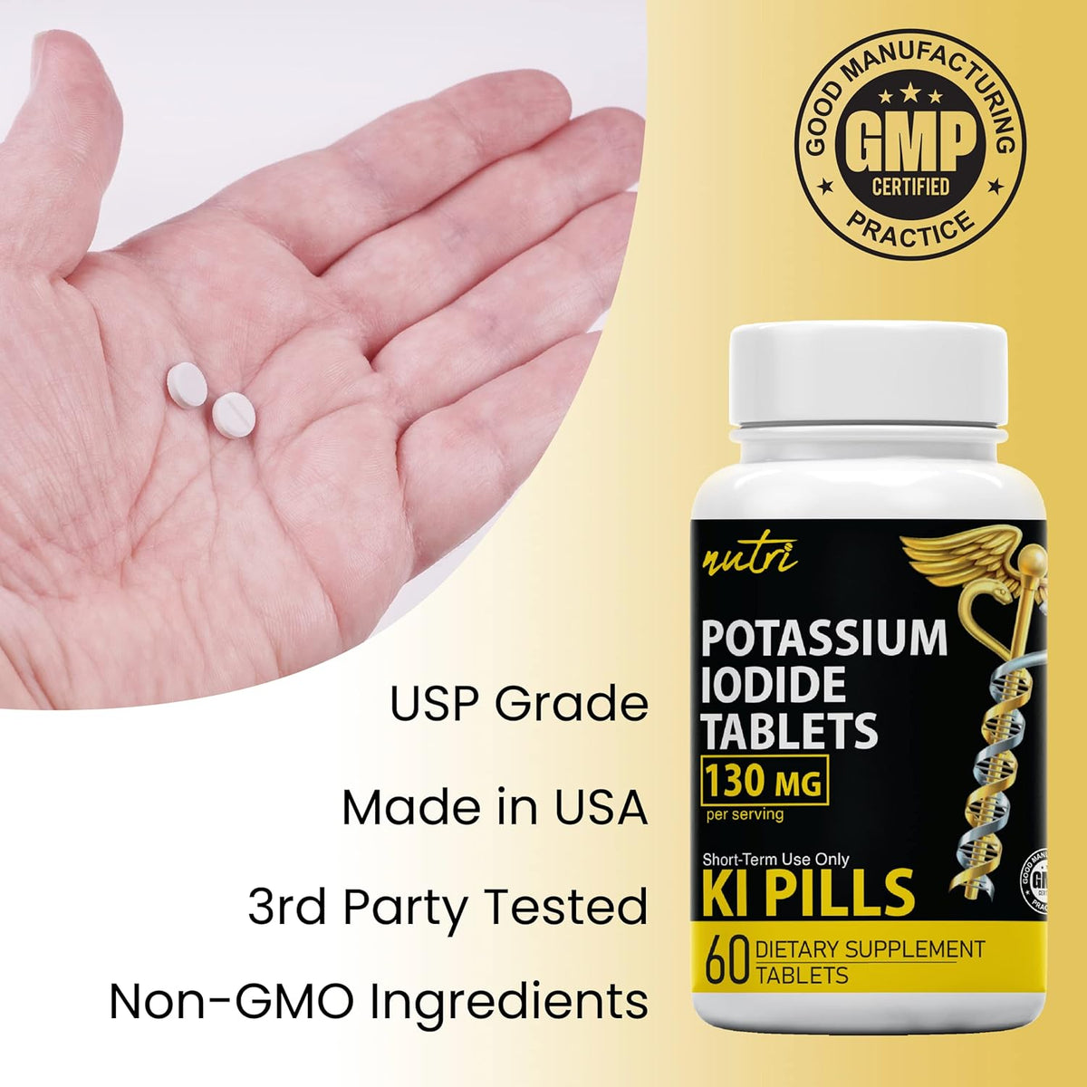 Potassium Iodide Tablets 130 mg (300 Tablets) Pack of 2 H846365