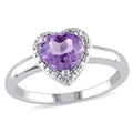 Heart-Shape Amethyst Sterling Silver Ring Y941