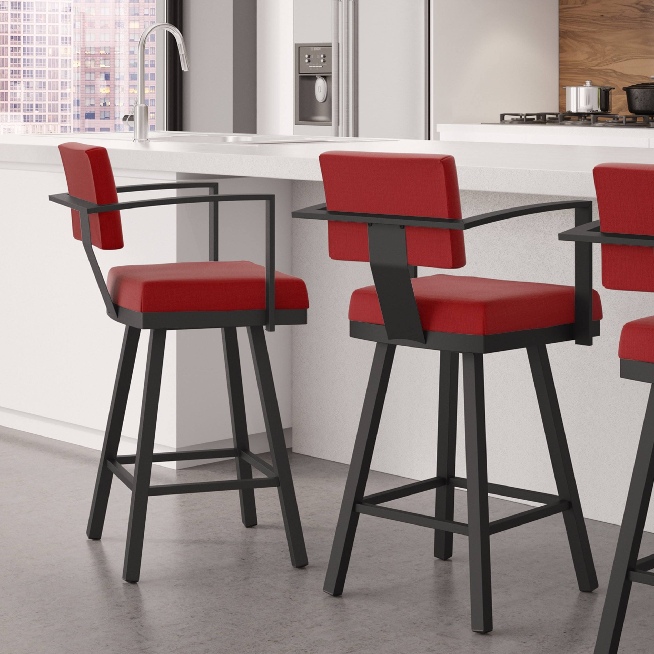 Dark Navy Blue Swivel Bar Stool with Arms D4654