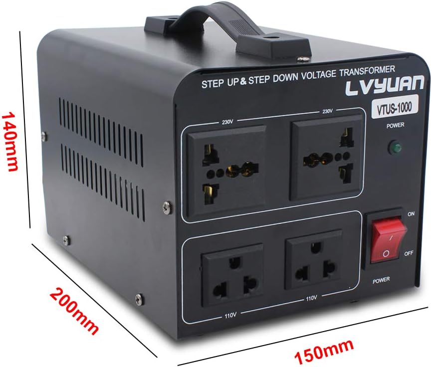 Voltage Transformer Converter 1000 Watt Step Up/Down with 2 US Outlets, 2 Universal Outlets F9759