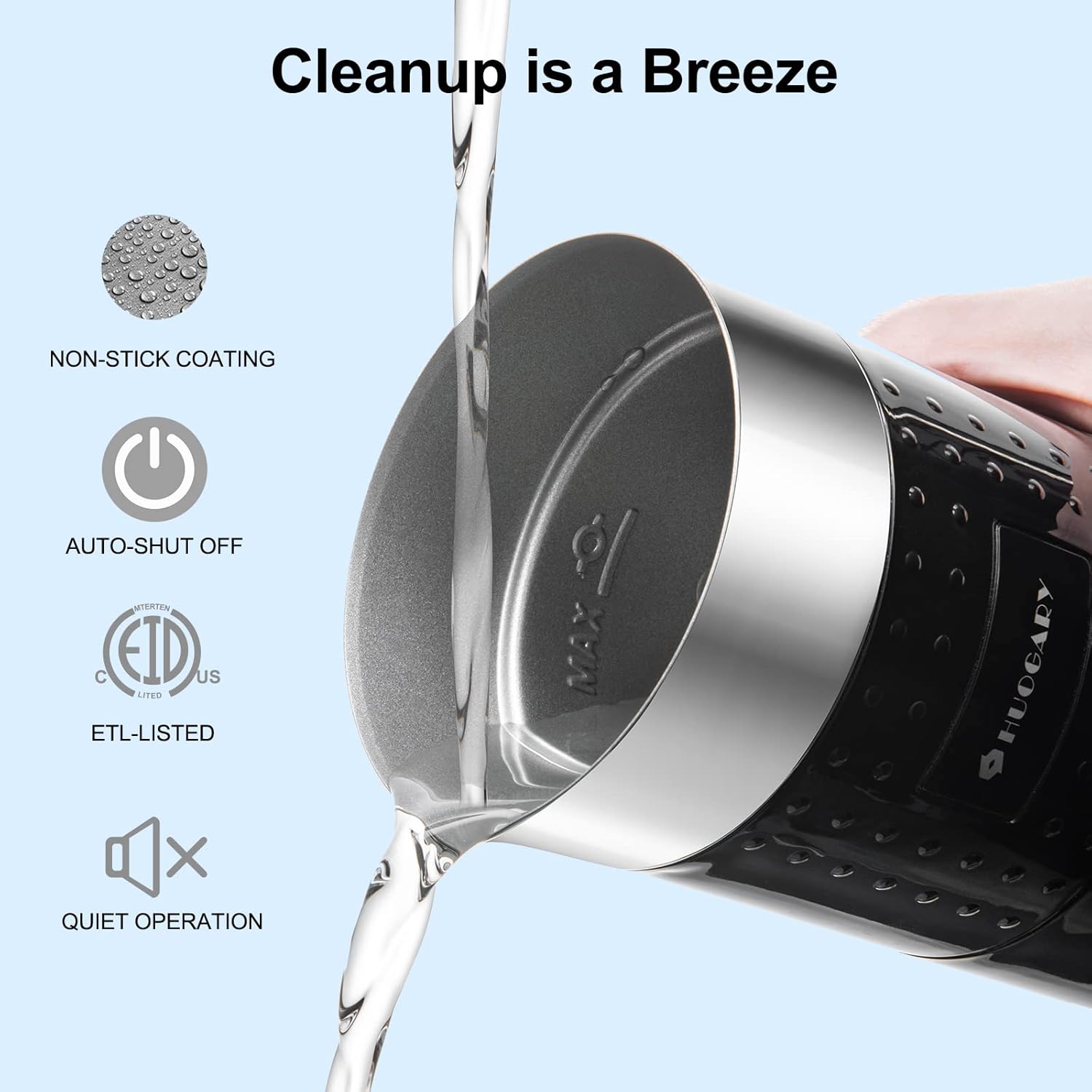 4 In 1 Electric Milk Frother and Steamer, 10.1-ounce, Black, Pack of 2 F55824