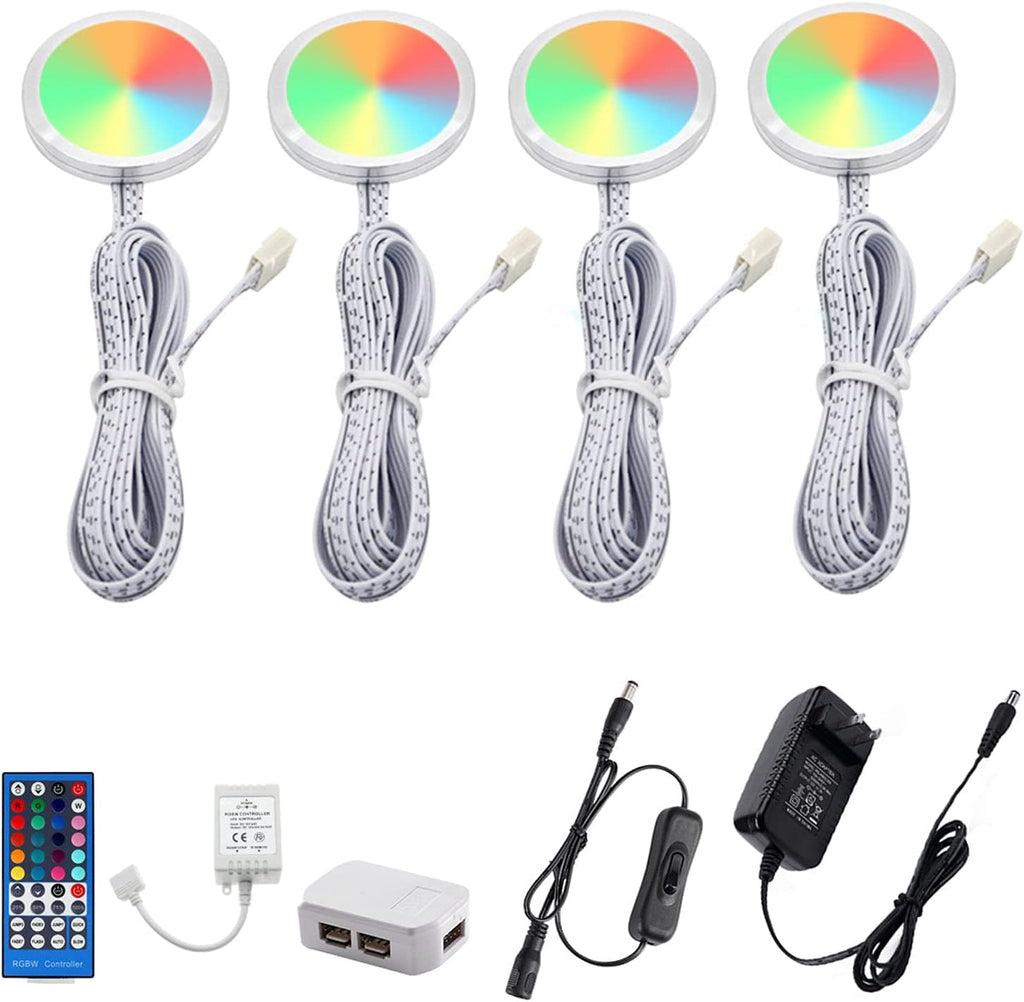 RGBWW Color Changing LED Puck Lights Kit, 4 Lights, 12W, Pack of 2 H30616