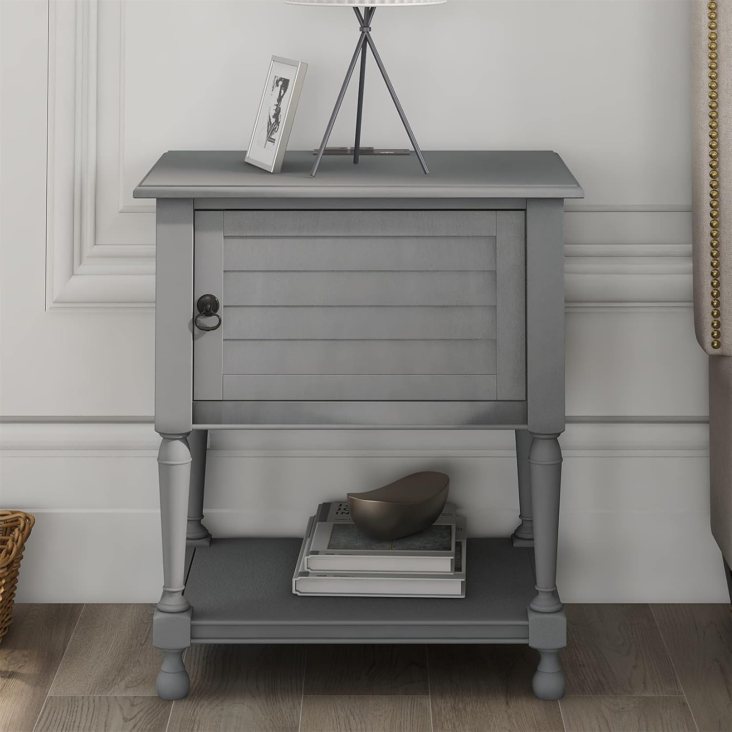 Rustic Gray 3-Drawer Wood Nightstand C174941