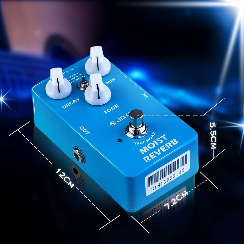 Moist Reverb Pedal Digital Effect Guitar Pedal with 3 Reverb Effects True Bypass Pack of 2 P7575