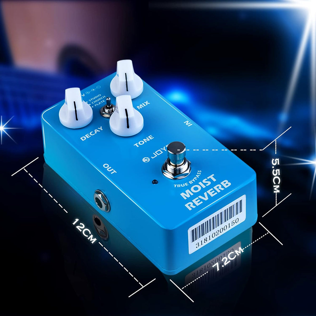 Moist Reverb Pedal Digital Effect Guitar Pedal with 3 Reverb Effects True Bypass Pack of 2 P7575