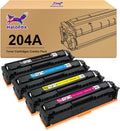 Compatible Toner Cartridge 4-Pack for HP 204A CF510A CF511A CF512A CF513A Pro MFP M180n M180nw M181fw M154a M154nw Color Pro Printer (Black, Cyan, Yellow, Magenta) K876725