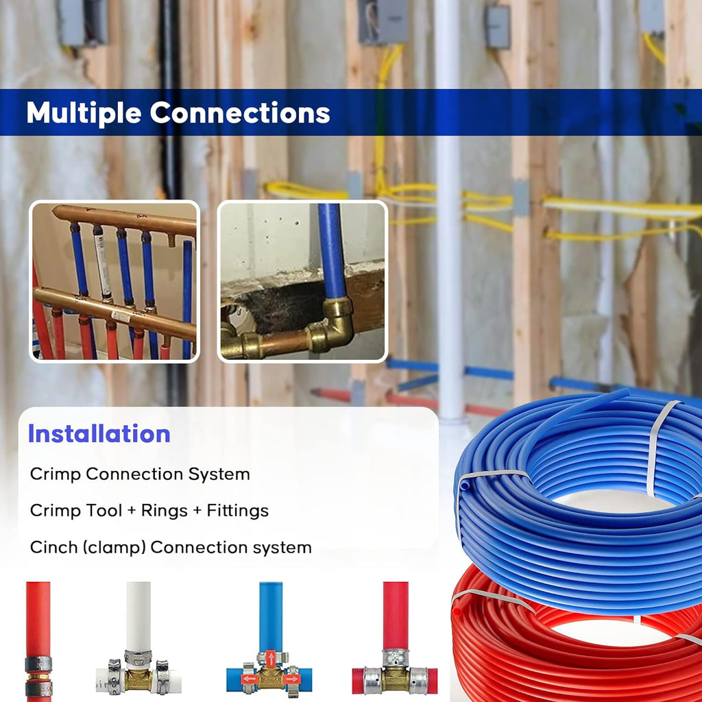 2 Rolls 1/2 Inch X 50 Ft Blue And Red PEX Pipe N718