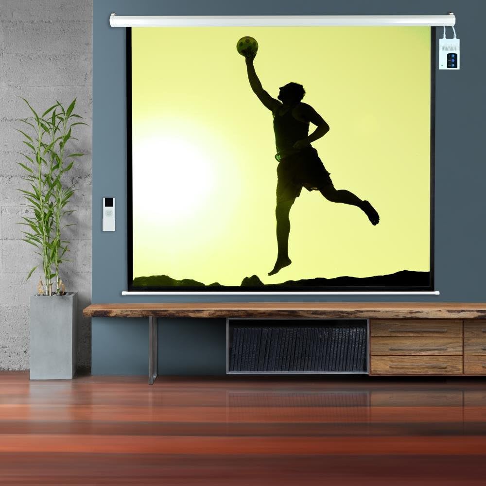 72" Matte White Motorized Projector Screen with Remote and Case H902388