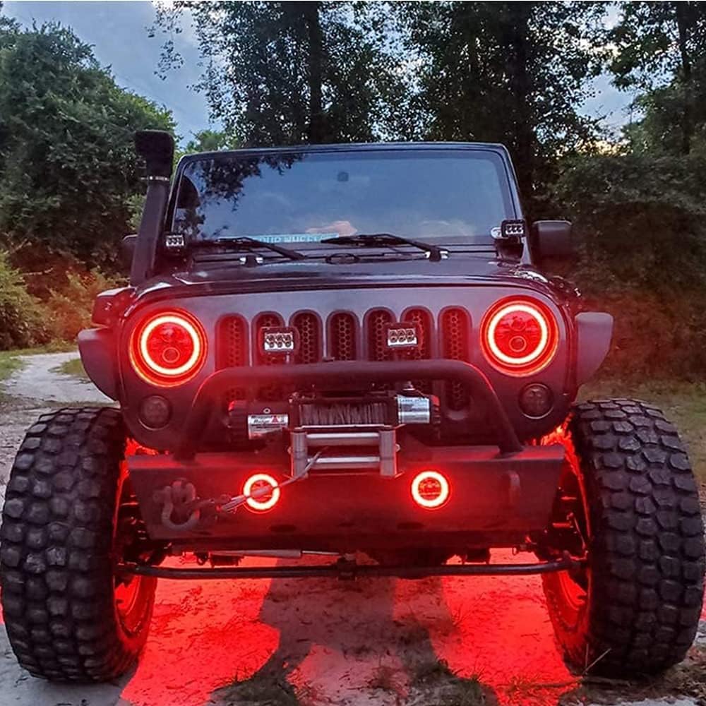 7 inch RGBW Halo LED Headlights and 4 inch Fog Lights Combo L87280