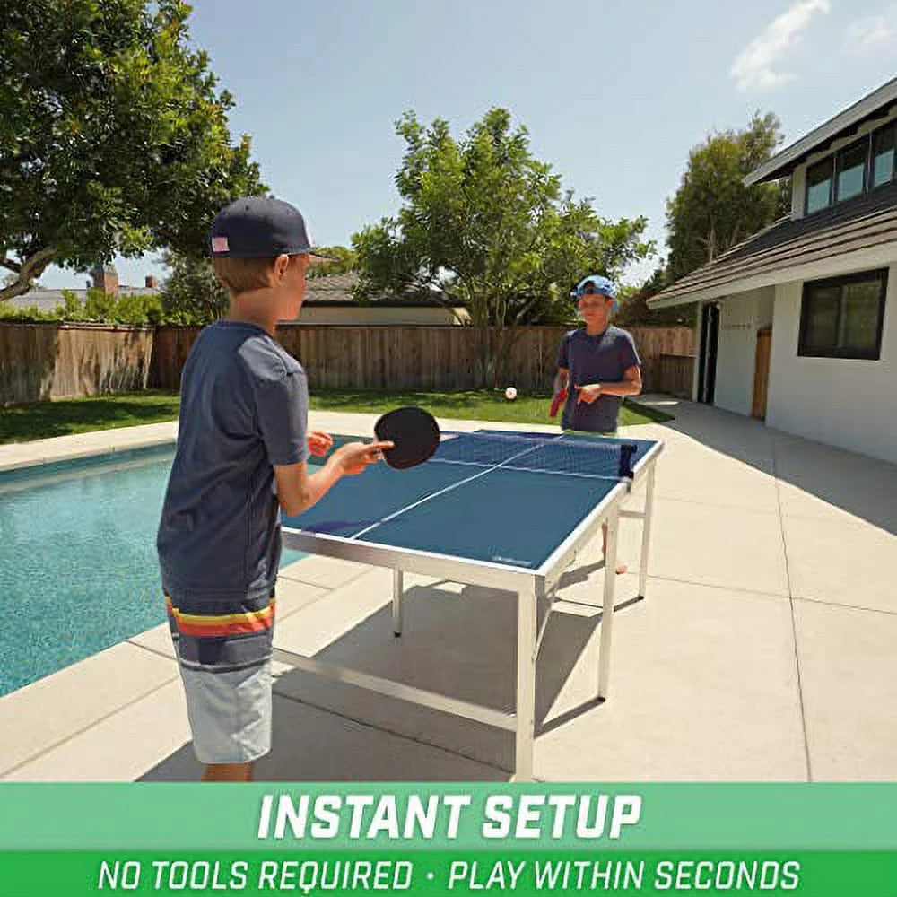 6’x3’ Portable Table Tennis Game Set with 2 Paddles and 4 Balls I81649