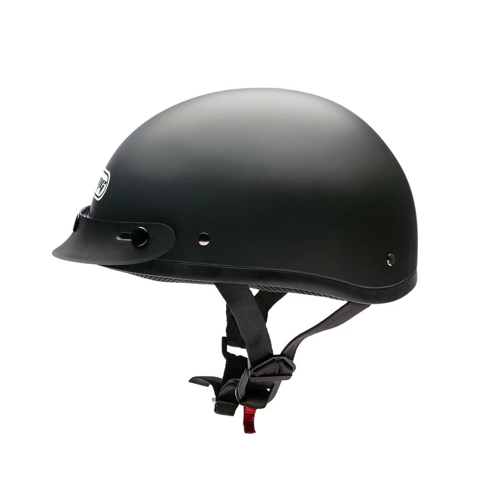 Matte Black Motorcycle Half Helmet with Goggles U40760