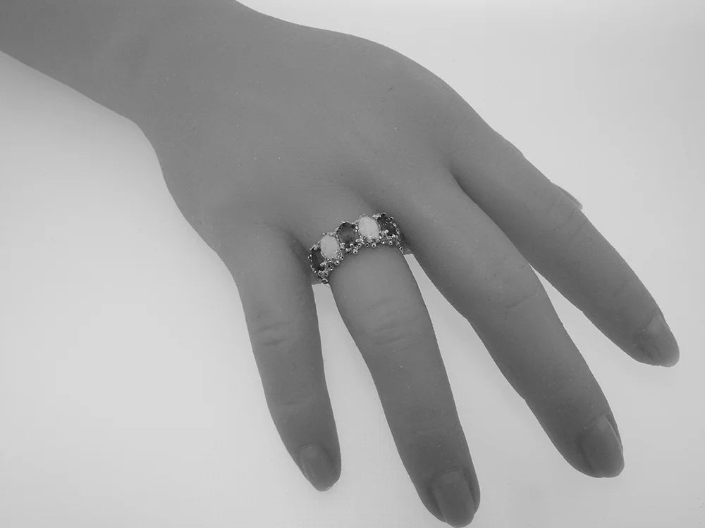 18k Rose Gold Natural Sapphire & Opal Eternity Ring W2024