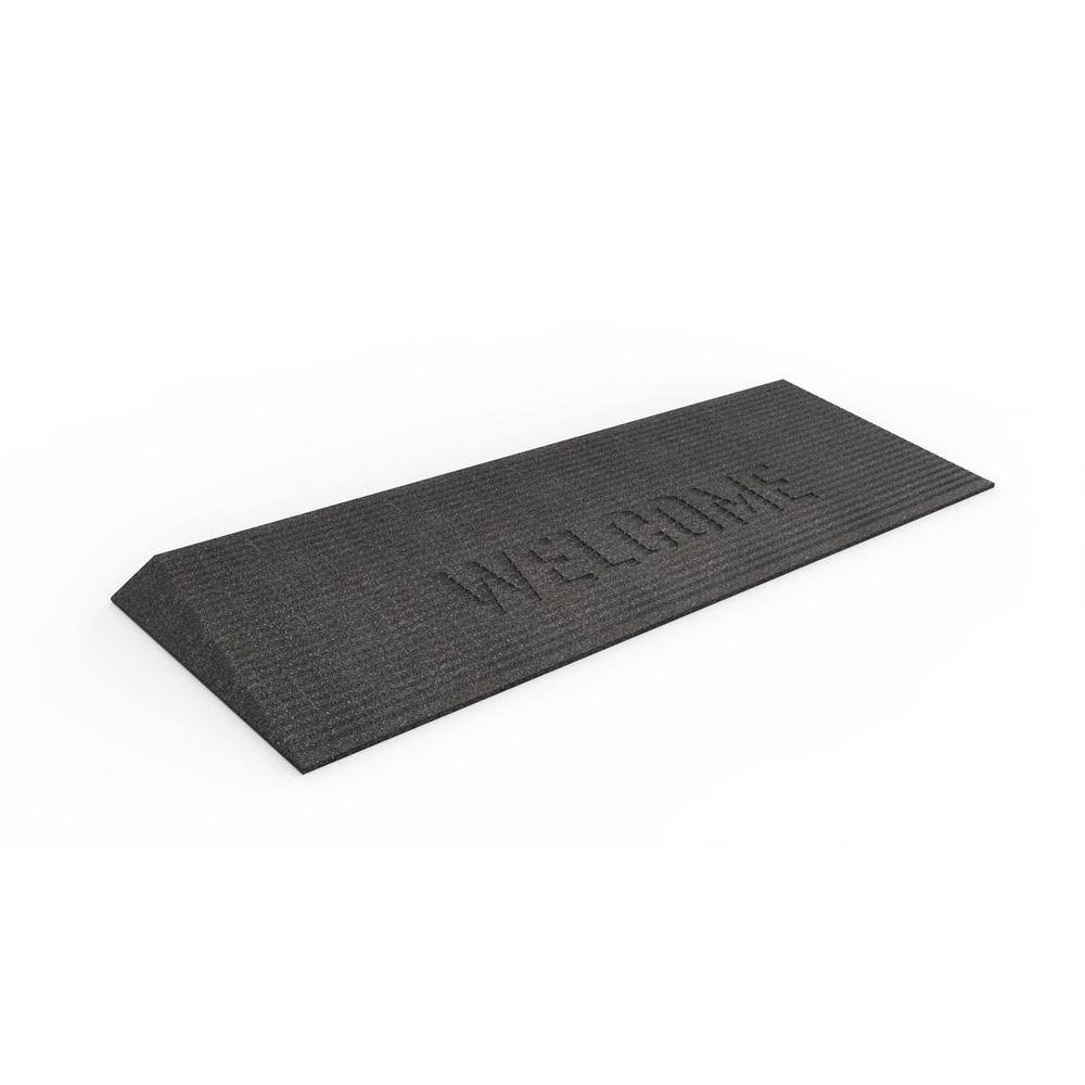 Black Rubber Angled Entry Door Threshold Welcome Mat J474