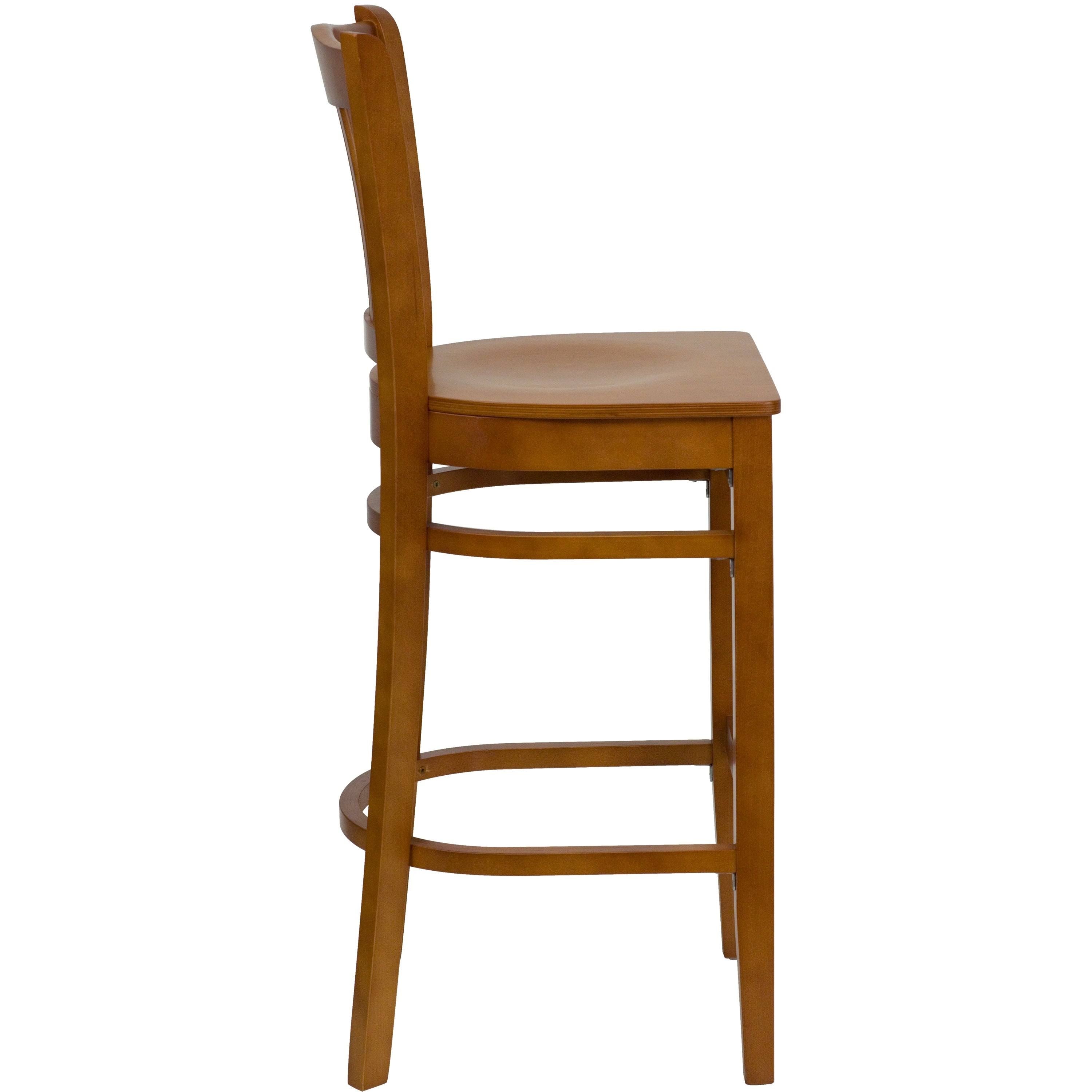 Mahogany Wood Vertical Slat Back Barstool B8756