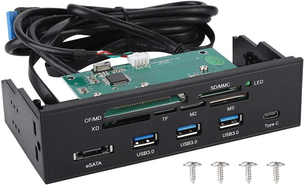 11 Port PC Front Panel with USB 3.0 Ports, eSATA Port, Card Reader, 5.25” Front Bay, Pack of 2 Y7516