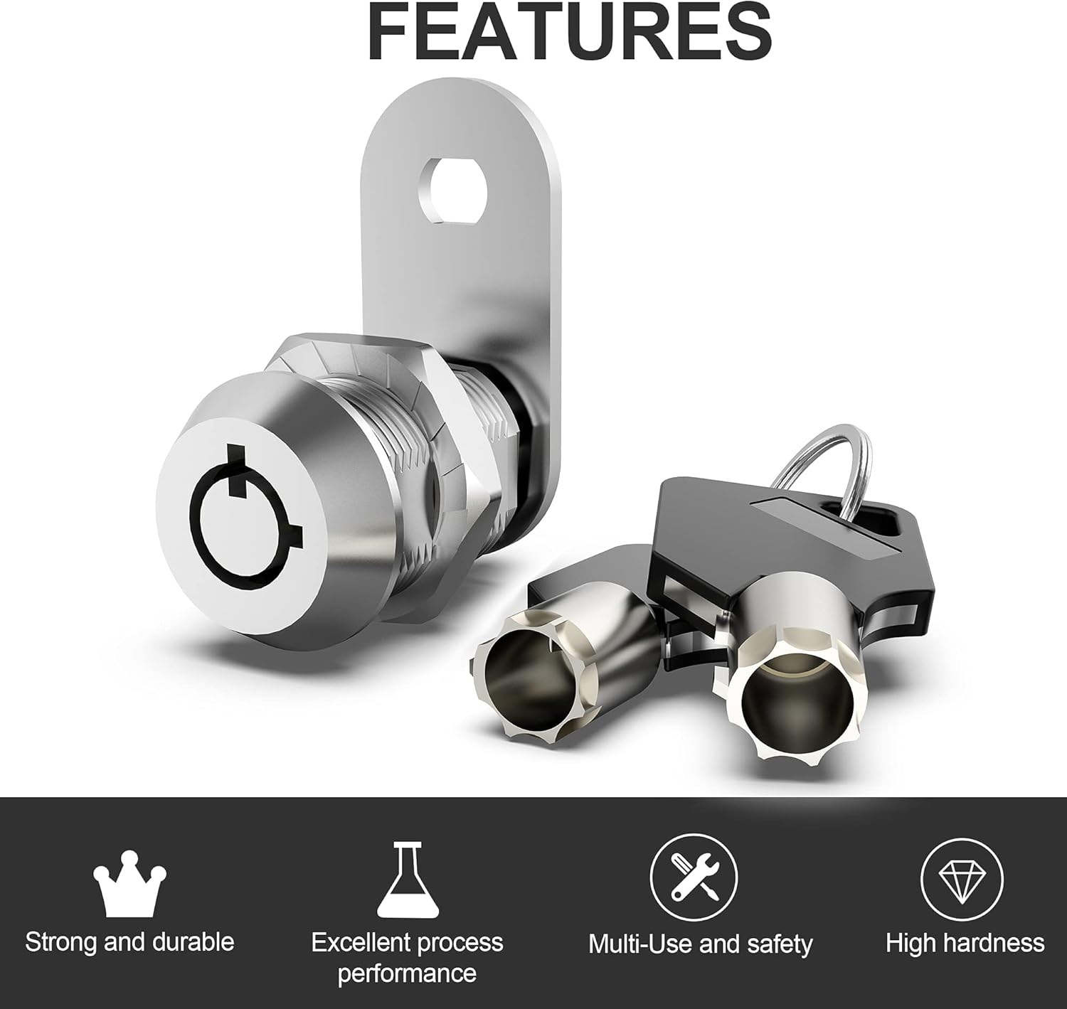 3 Pack Keyed Alike 5/8 Inch Zinc Alloy Cabinet Locks A71797