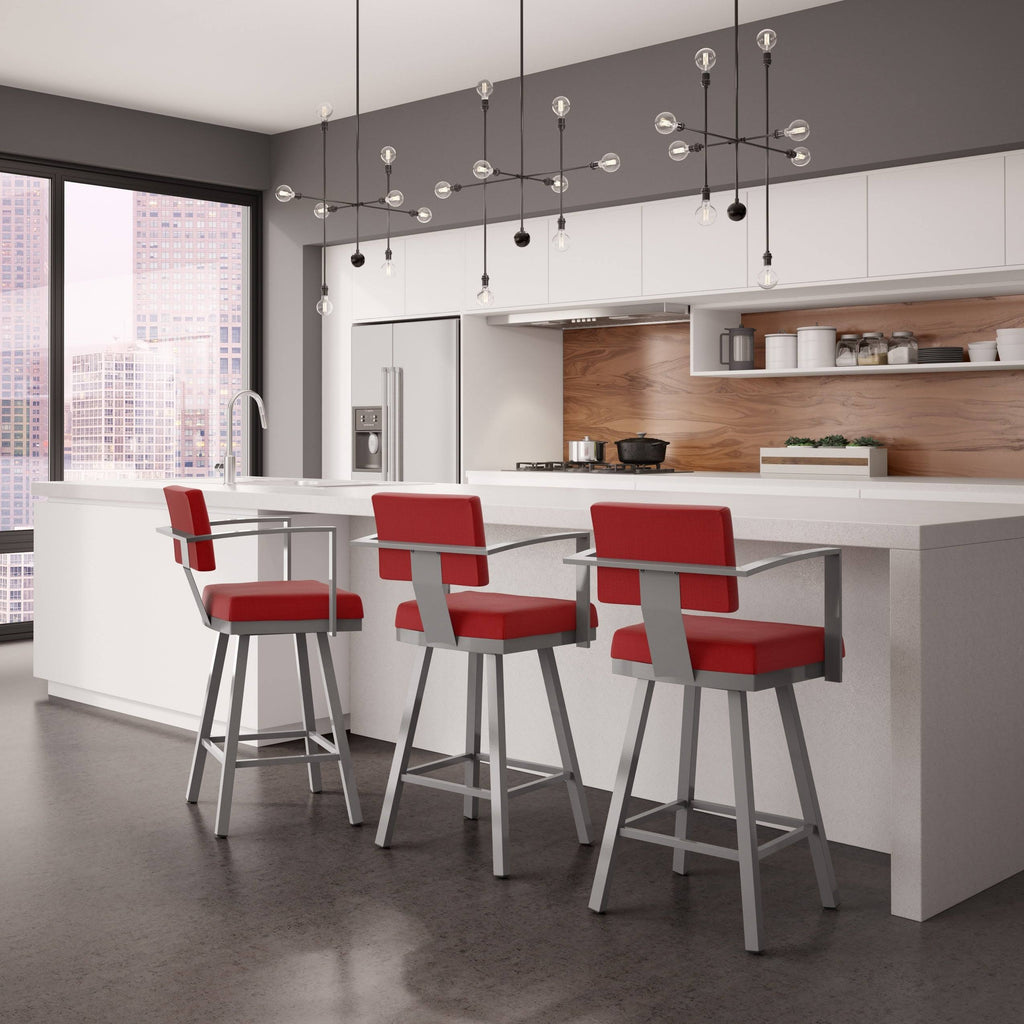 Dark Navy Blue Swivel Bar Stool with Arms D4654
