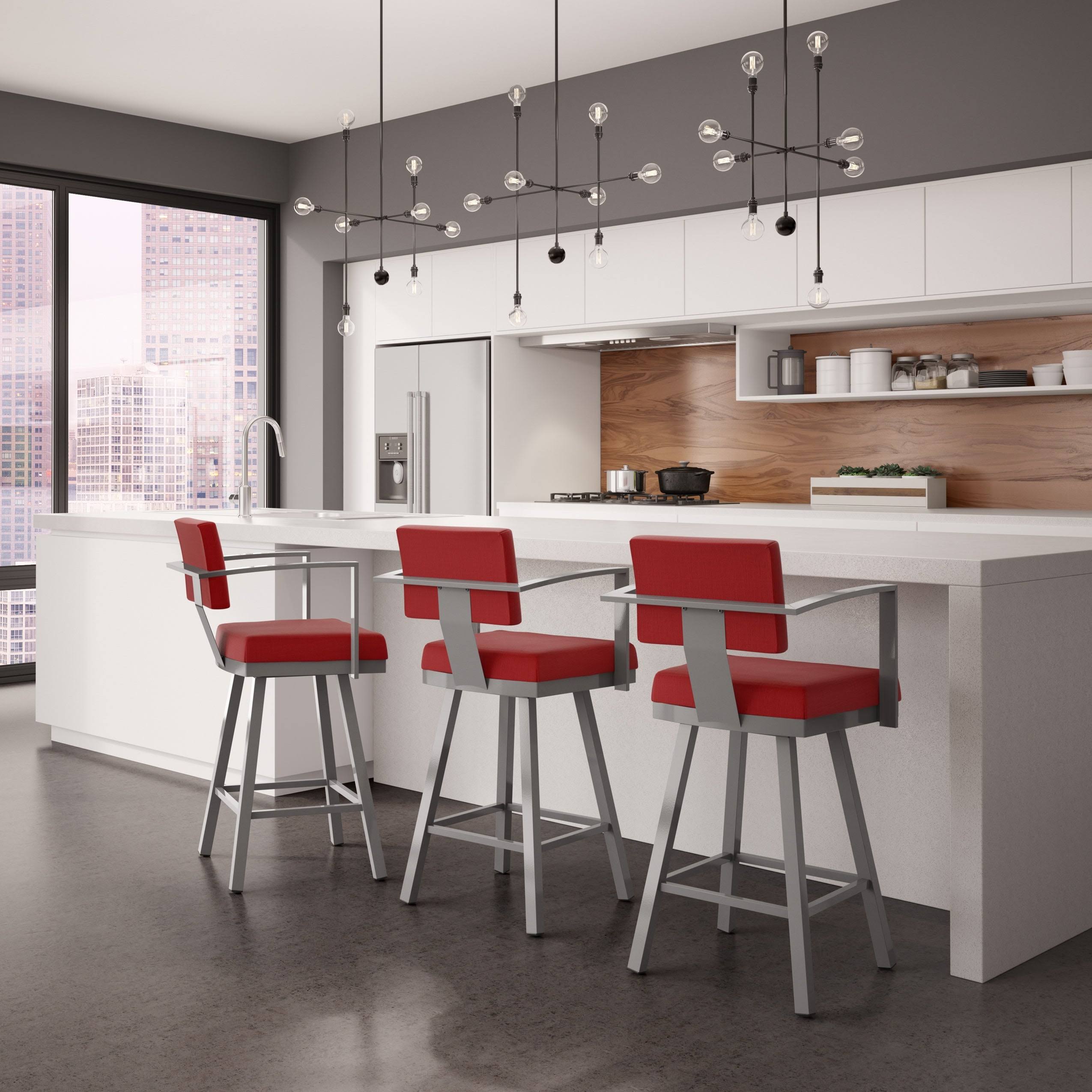 Dark Navy Blue Swivel Bar Stool with Arms D4654