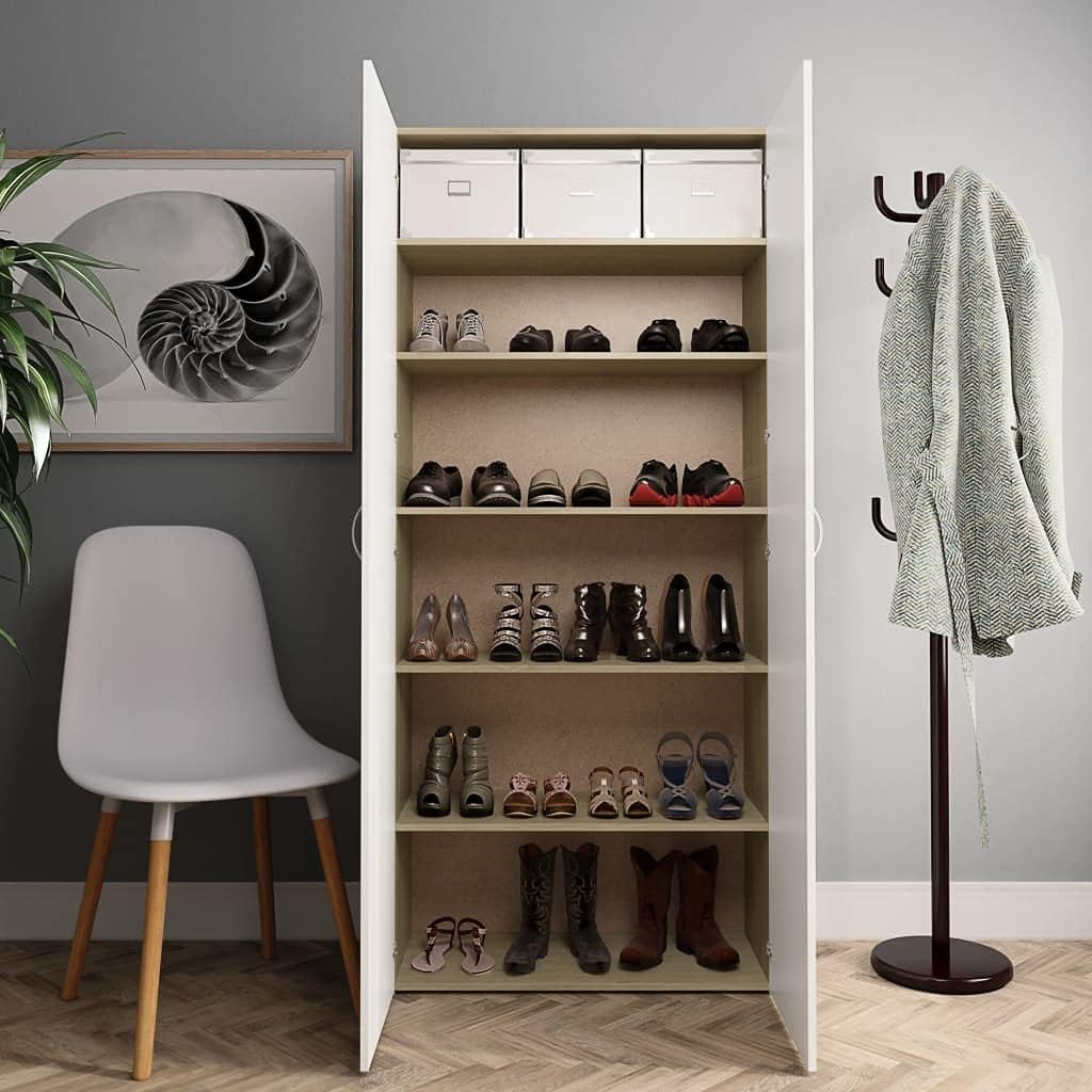 White and Sonoma Oak Shoe Cabinet F853490