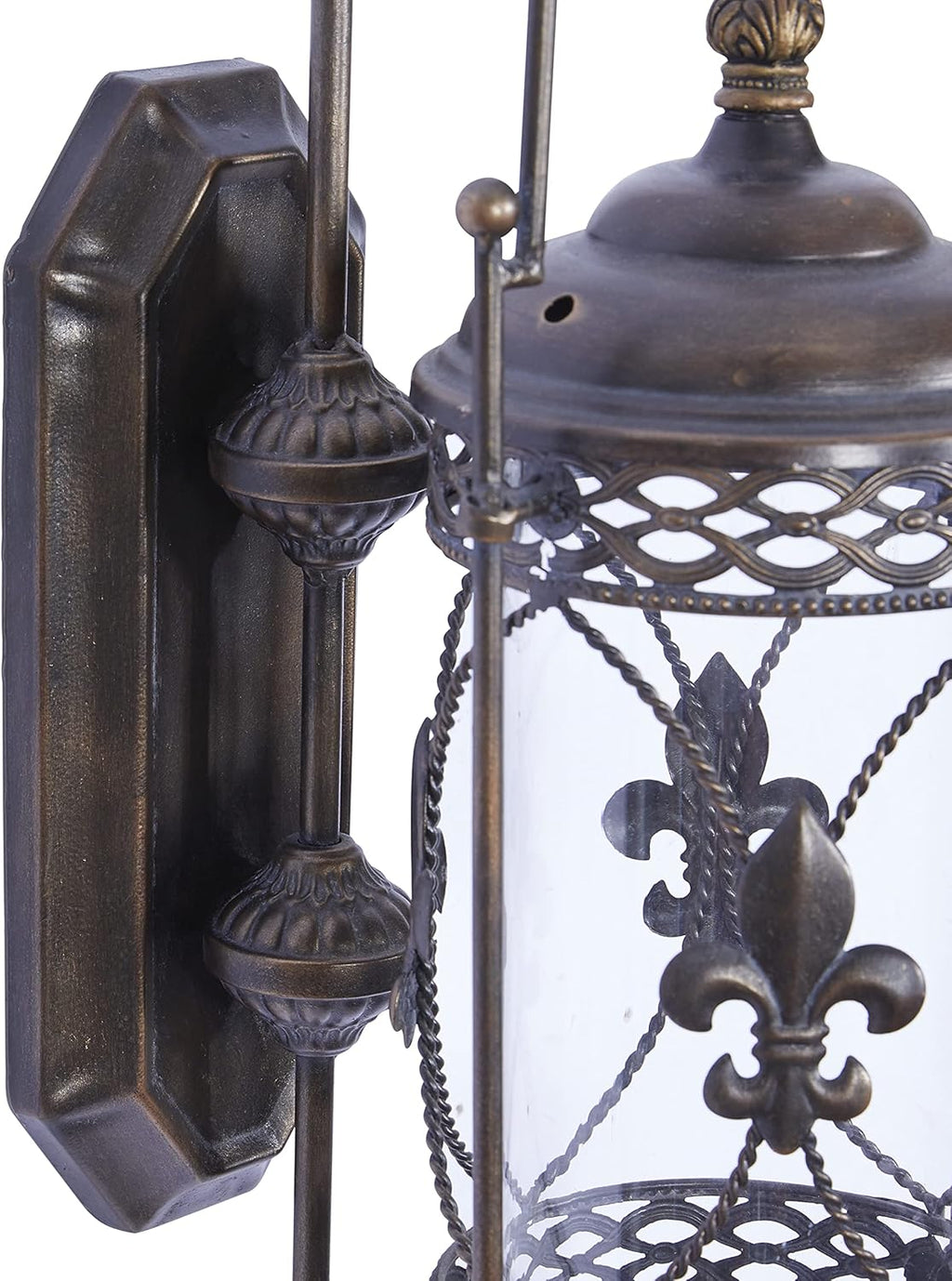 Textured Bronze Metal and Glass Floral Candle Sconce M763164