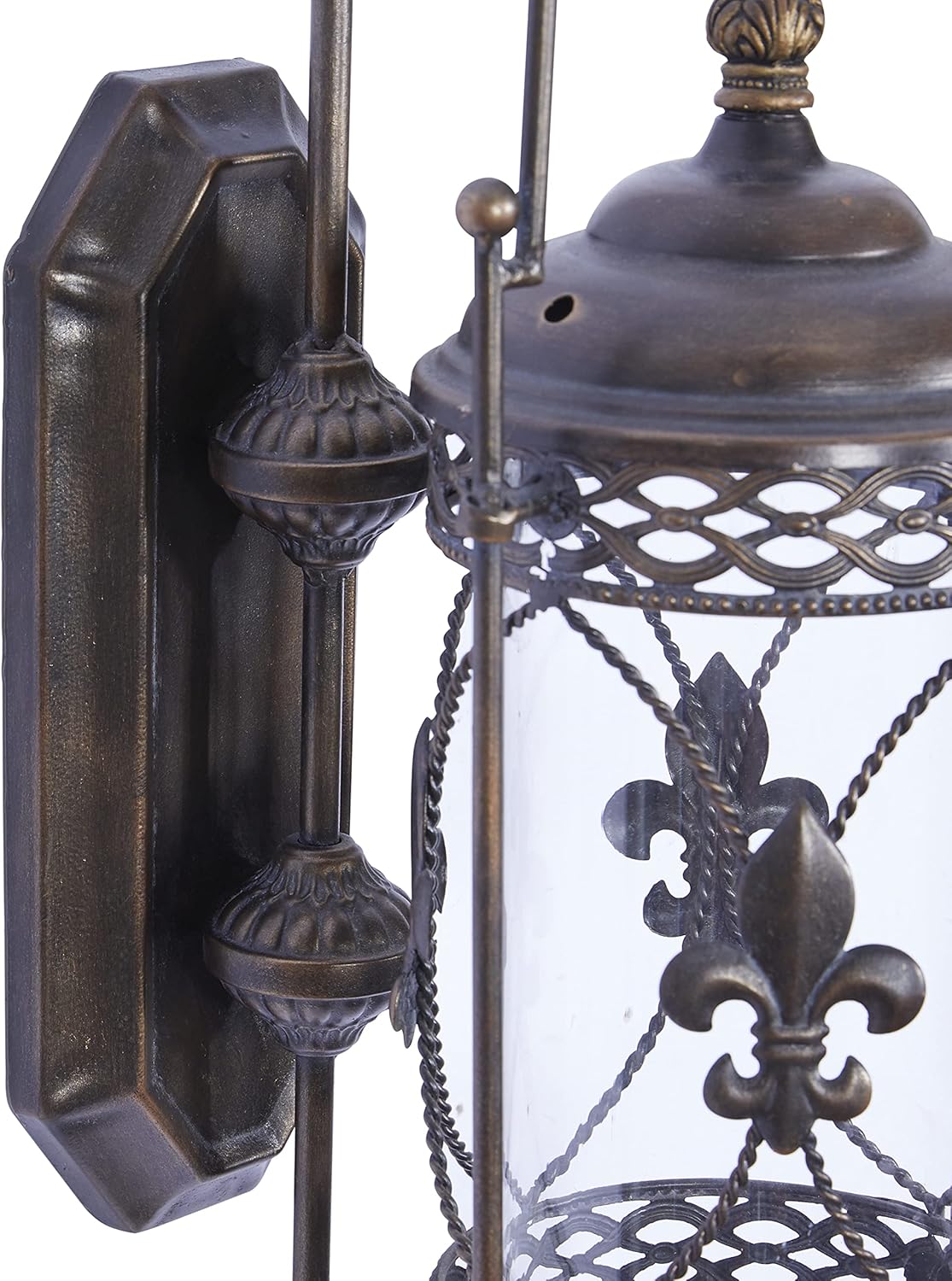 Textured Bronze Metal and Glass Floral Candle Sconce M763164