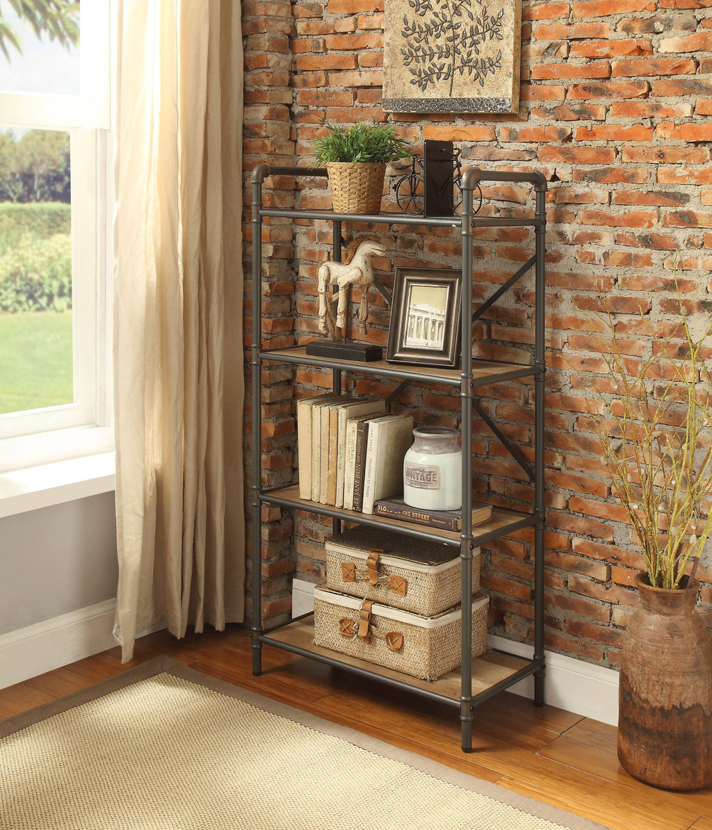 4 Shelf Bookcase, Sandy Gray/Oak A58580