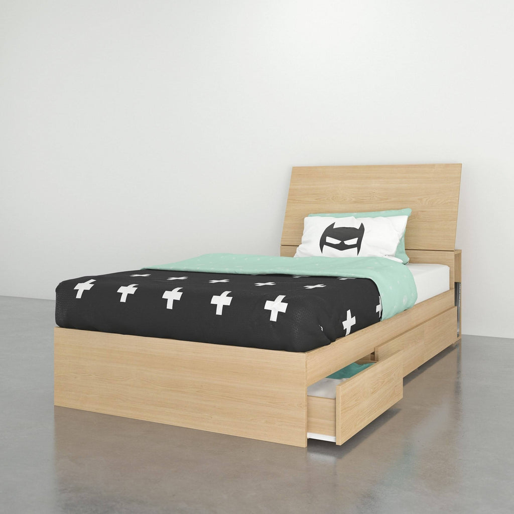 2 Piece Twin Size Bedroom Set Natural Maple W441337