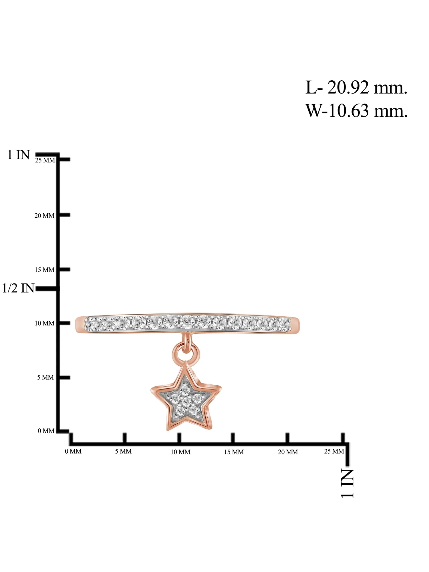 1/5 Carat White Diamond Ring Rose Gold Over Silver O852
